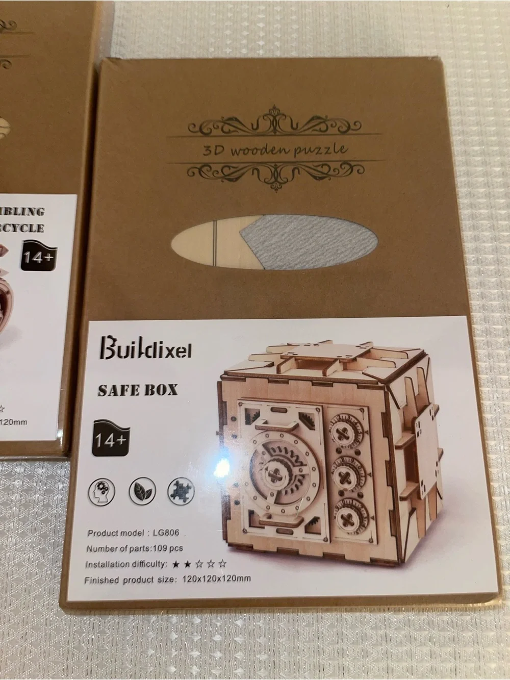 CLOSET CLOSEOUT SALE - TWO Wooden 3D Puzzle Sets (Safe Box & Motorcycle)